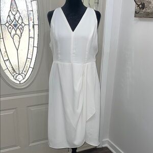 Impressions White V-Neck Midi Dress 3X Sleeveless Minimalist Elegant